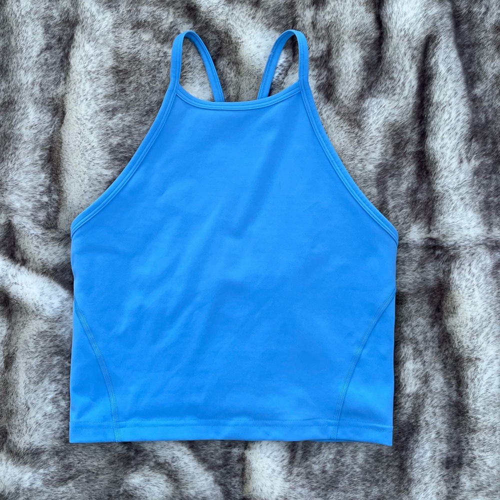 Lululemon Wunder Train High Neck Cross-Back Tank Aero Blue